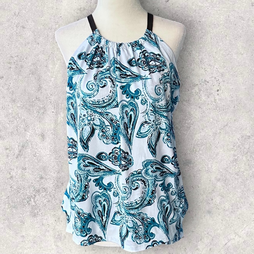 Paisley Halter Style Layered Ruched Top M